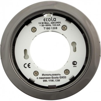 Встраиваемый светильник ECOLA GX53 H4 FB53P2ECB черный хром Встраиваемый светильник ECOLA GX53 H4 FB53P2ECB черный хром